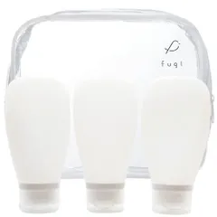 トラベルボトル 3本セット (90ml, 透明)【中身が見える×収納ケース付き】シャンプーボトル 詰め替えボトル トラベルセット シリコン 旅行用 小分けボトル R12292