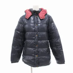 AU FIL DE ダウンジャケット ブルゾン フード スタンドカラー 38 紺 /JS