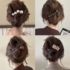 4個セット ヘアクリップ 髪飾り ヘアアクセサリー 髪留め お花付き おしゃれ