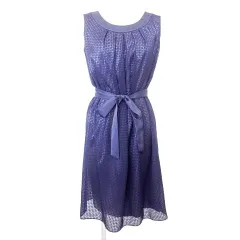 アンタイトル UNTITLED ノースリーブ ワンピース ひざ丈 総柄 2 M相当 パープル A1219