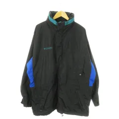 コロンビア Columbia 中綿ジャケット スタンドカラー ジップアップ フード収納 配色 ロゴ アウトドア 大きいサイズ 3L 黒 ブラック /AO5 ■GY03