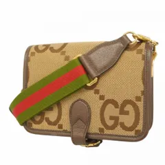 グッチ(Gucci) グッチ ショルダーバッグ ジャンボGG 699438 キャンバス レザー ベージュ ブラウン レディース