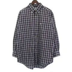 バーバリーズ Burberrys ヴィンテージ 美品 チェック シャツ 長袖 ネイビー系 ブラック L ■GY99