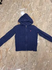 ポロ ケーブル ニット フード ジップアップ xs