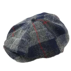 ハリスツイード Harris Tweed キャスケット キャップ 帽子 チェック ウール グレー 紺 ネイビーのサムネイル
