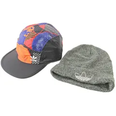 アディダス adidas キャップ ニット帽 2点セット おまとめ ブラック グレー マルチカラー 1017