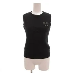 バーバリーブルーレーベル BURBERRY BLUE LABEL 美品 ノースリーブ カットソー 38 黒 ブラック ハートロゴ /NL