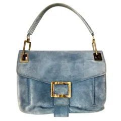 【中古】ロジェヴィヴィエ ROGER VIVIER スエード ハンドバッグ セミショルダー アイコン ロゴ刻印 青 ブルー レディース ロジェヴィヴィエ ROGER VIVIER スエード ハンドバッグ セミショルダー
