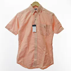 ラルフローレン RALPH LAUREN ボタンダウン BD シャツ 半袖 ポケ付 ロゴ刺繍 S オレンジ 1201