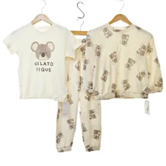 ジェラートピケ gelato pique タグ付き キッズ ベア柄 パジャマセット 半袖 長袖 ズボン 120-130 ベージュ 1216