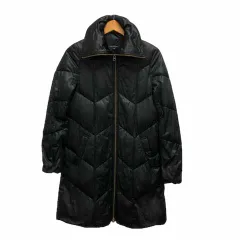 ロートレアモン LAUTREAMONT ダウンコート アウター フェザー混 光沢 ミディアム丈 無地 長袖 38 黒 ブラック