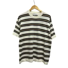 ビーミングバイビームス B:MING LIFE STORE by BEAMS ニット セーター 半袖 クルーネック ボーダー コットン混 92-05-0032-803 L アイボリー 茶 ブラウン 黒 ブラック