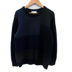 B&Y ユナイテッドアローズ BEAUTY&YOUTH ビューティー&ユース ニット セーター 長袖 切替 S 紺 ネイビー ダークグレー /SM11