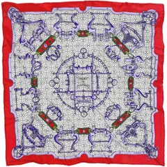 エルメス HERMES プチ カレ MORS et Gourmettes 馬銜と鎖 スカーフ シルク レッド マルチカラー レディース 【中古】