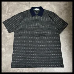 Crocodile クロコダイル チェック柄 ポロシャツ 半袖 切替襟 ネイビー M