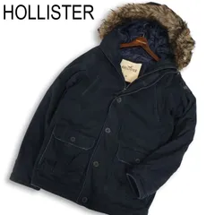 HOLLISTER ホリスター 秋冬 ファー★ 中綿 USED加工 ミリタリー ジャケット ブルゾン Sz.M　メンズ ネイビー