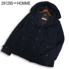 291295＝HOMME 秋冬 イタリア製生地★ ウール ジャージー サファリ ジャケット ブルゾン Sz.3　メンズ ネイビーのサムネイル
