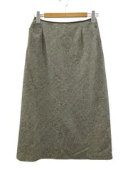 バーバリー ロンドン BURBERRY LONDON スカート 膝下丈 ロング グレー ツイード 42 XL ウール カシミヤ カシミア ボトムス