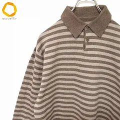 アドルフォドミンゲス Adolfo Dominguez ニット セーター ボーダー ロゴボタン ハーフボタン メンズ [w986993]のサムネイル