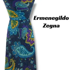 【7748】美品！エルメネジルドゼニア　ネクタイ　ブルー系