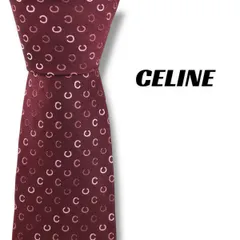 【7751】美品！セリーヌ　ネクタイ　バーガンディー系
