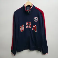 L ポロ ラルフローレン USA ジップアップ カーディガン ネイビー