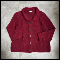 limeparty 日本製 ショールカラー ニットカーディガン シボ感 ボルドー M相当