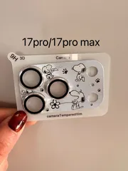 iphone17pro/17pro max カメラフィルム全面保護レンズカバー 銀スヌーピー