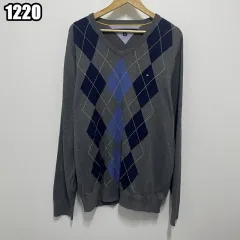 XXL トミーヒルフィガー アーガイル Vネック ニット