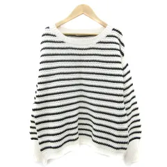 ザショップティーケー THE SHOP TK ニット セーター 長袖 ラウンドネック ボーダー柄 L オフホワイト 白 /YM32