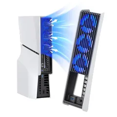 新型 PS5 Slim用 冷却ファン KIWIHOME PS5 Slim用 冷却 PS5スリム用 冷却ファン 自動温度検出 風速調整可能 LEDライト USB 3.0 低騒音 熱対策 PS5 周辺機器 アクセサリー プレステ5 slim用冷却 ディスク通常版a