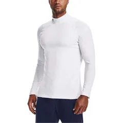 UNDER ARMOUR(アンダーアーマー) UAコールドギアアーマー フィッティド ロングスリーブ モックネック シャツ マルチスポーツ インナーシャツ (136、(100)White/Black