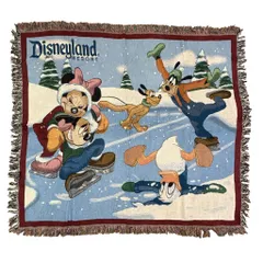 vintageラグ ブランケット マルチカバー タペストリー Disney ディズニー USA製 スケート ミッキー ドナルド グーフィー ミニー 2234