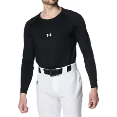 underarmour(アンダーアーマー) 43ヒートギア フィッティド L/S クルー 野球ソフトアンダーTシャツ (1384731-001)、BLK