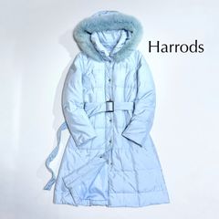 cZ59 希少カラー Harrods 2way ブルー ファー ダウンコート フォックス