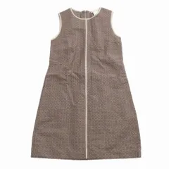 S Max Mara エスマックスマーラ 総柄ジャガード ワンピース ノースリーブ ひざ丈 ブラウン サイズ42 L レディース 【中古】
