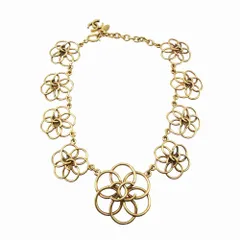 CHANEL シャネル ヴィンテージ ココマーク チョーカー ネックレス フラワーモチーフ 多重環 ゴールド レディース 【中古】 /TNT