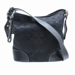 COACH コーチ ショルダーバッグ シグネチャー キャンバス レザー 6347 ブラック レディース 【中古】