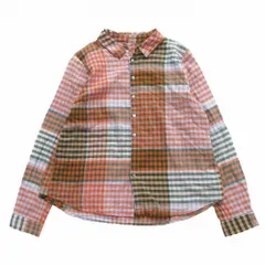 PALLAS PALACE パラスパレス チェック柄 シャツ オープンカラー オレンジ グリーン 長袖 サイズ3 L レディース 【中古】