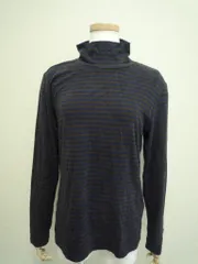 美品　フィラ ハイネックカットソー XL ネイビー×ブラウン系　ボーダー柄