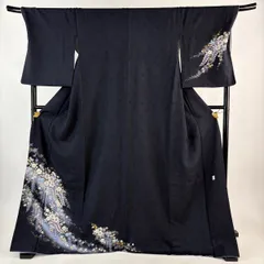 翠山工房 黒 振袖 落款 辻ヶ花 辻が花 辻ケ花 L ブランド着物 翠山工房 黒 振袖 落款 辻ヶ花 辻が花 辻ケ花 L ブランド着物