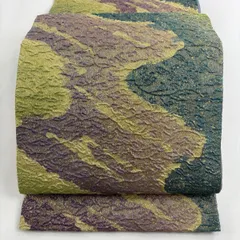 【美品】 袋帯 秀品 霞 幾何学模様 金糸 薄紫 全通 正絹 【中古】