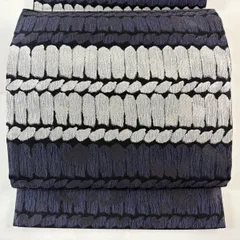 袋帯 名品 幾何学模様 灰紫 六通 正絹 【中古】