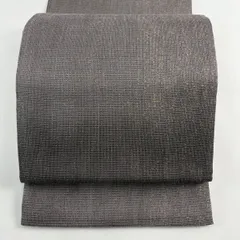 【美品】 袋帯 名品 幾何学 金糸 箔 灰紫 六通 正絹 【中古】