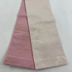 【美品】半幅帯 優品 夏音 立涌 桜 ベージュ 化繊 【中古】