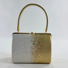 【美品】 和装バッグ 優品 フォーマル 秋草 金彩 金色 エナメル 和装小物  【中古】