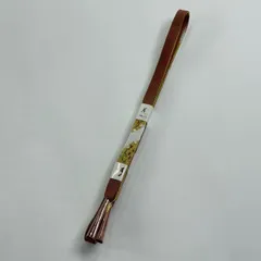 【美品】 帯締め 優品 フォーマル 草花 金糸 茶色 正絹 和装小物  【中古】
