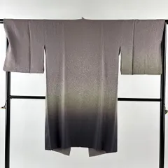 【美品】道中着 身丈109.5cm 裄丈67cm M 和装コート 着物衿 地紋 ぼかし 灰紫 正絹 逸品 【中古】