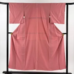 色無地 身丈152cm 裄丈61cm S 袷 ピンク 正絹 優品 一つ紋 【中古】