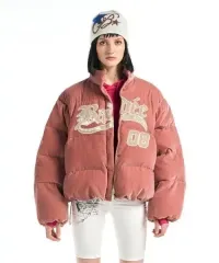 ベディー ダウン Velour Varsity Jacket Pink M